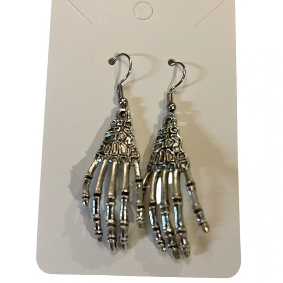 NWT 3 for $20 Silver Skeleton Hands Pierced Drop Earrings “you pick 3” - Picture 4 of 4